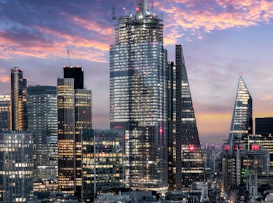 cityscape at dusk