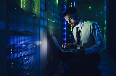 Man monitoring a data centre