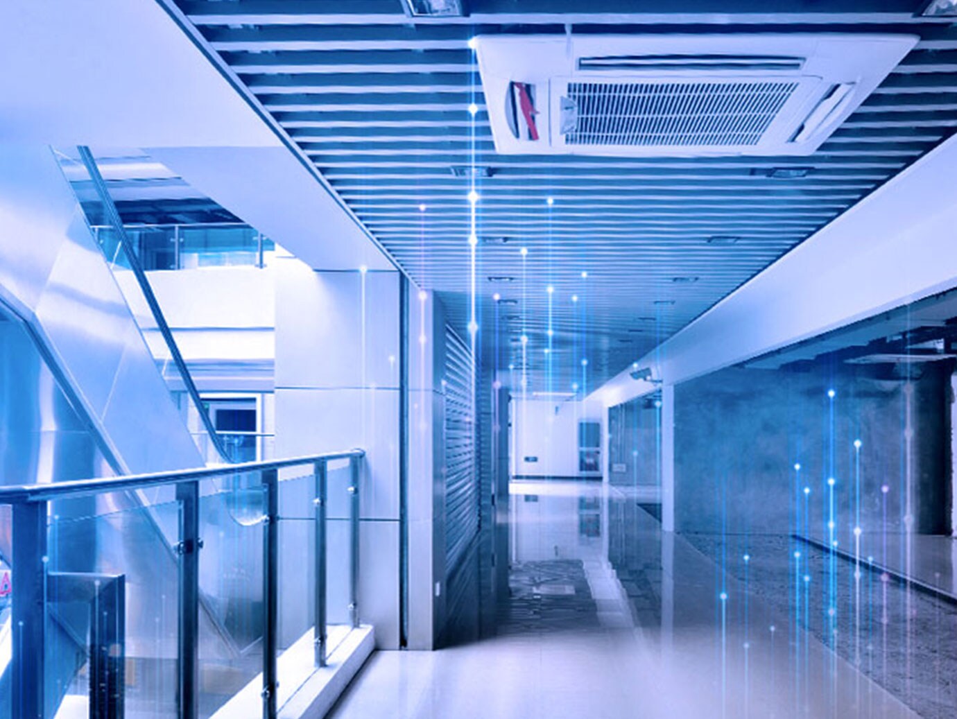 modern office building escalator