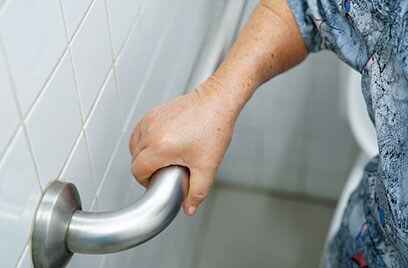 elderly person in restroom