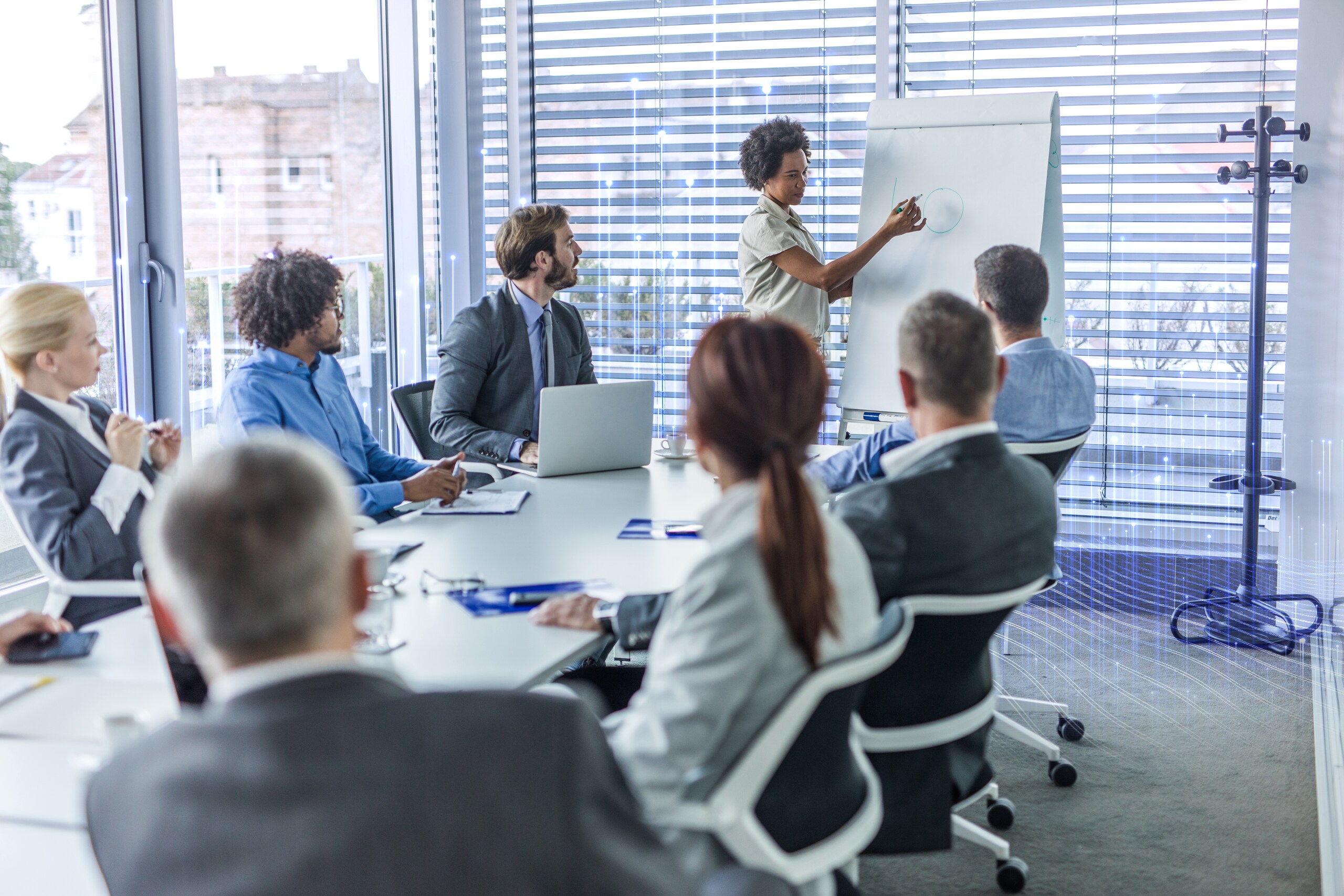 Discussing in meeting room