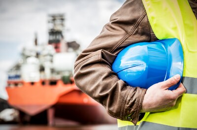 uniformed mariner with helmet