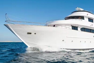 white luxury yacht at sea
