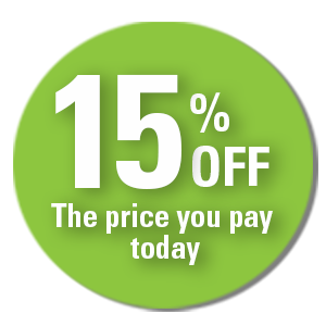 15 percent off circular label