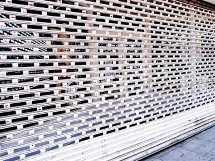View of a security shutter from the outside