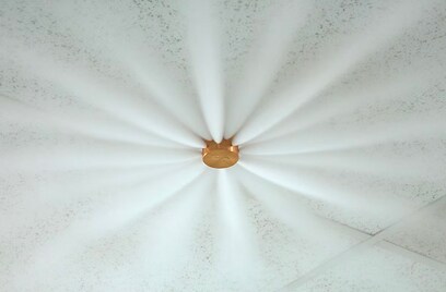 Ceiling mounted fire suppression system activated
