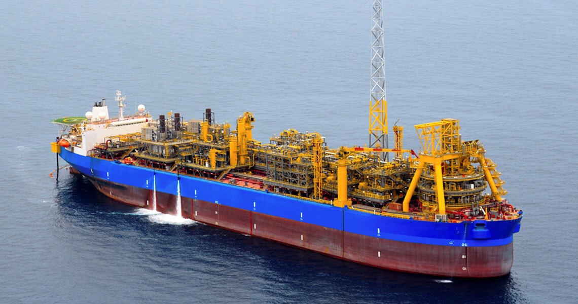 An industrial ship in the ocean