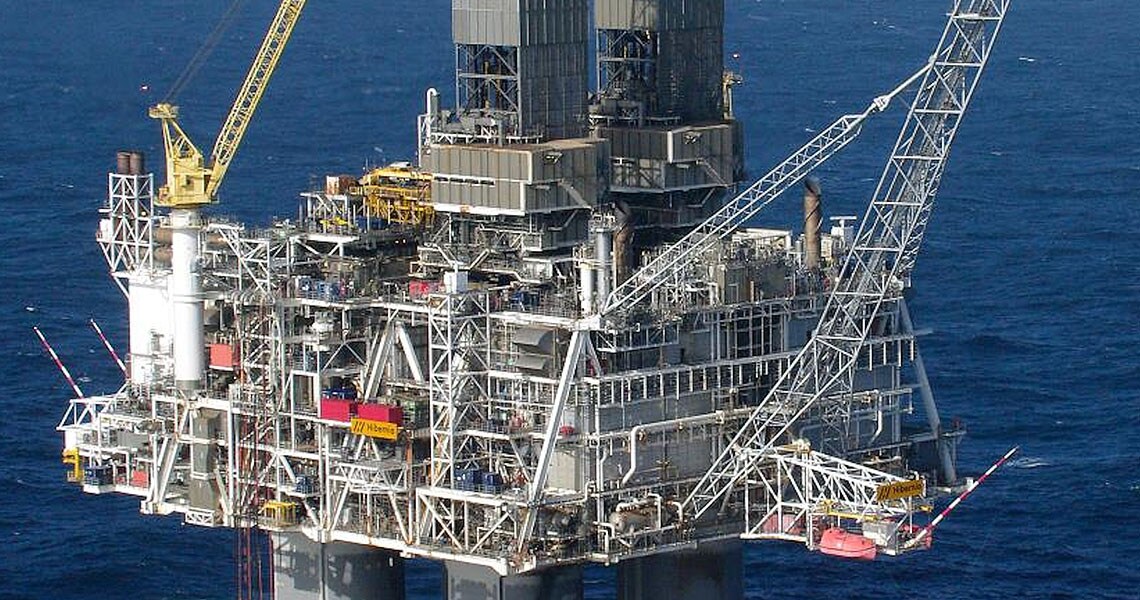An oil rig on the ocean