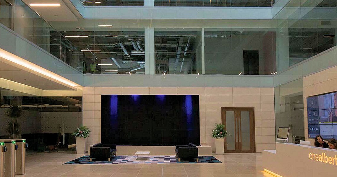 Modern interiors of an office lobby