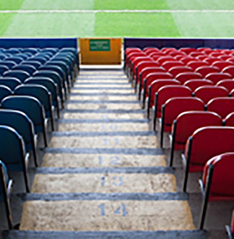 Empty chairs in the gallery of Aviva stadium