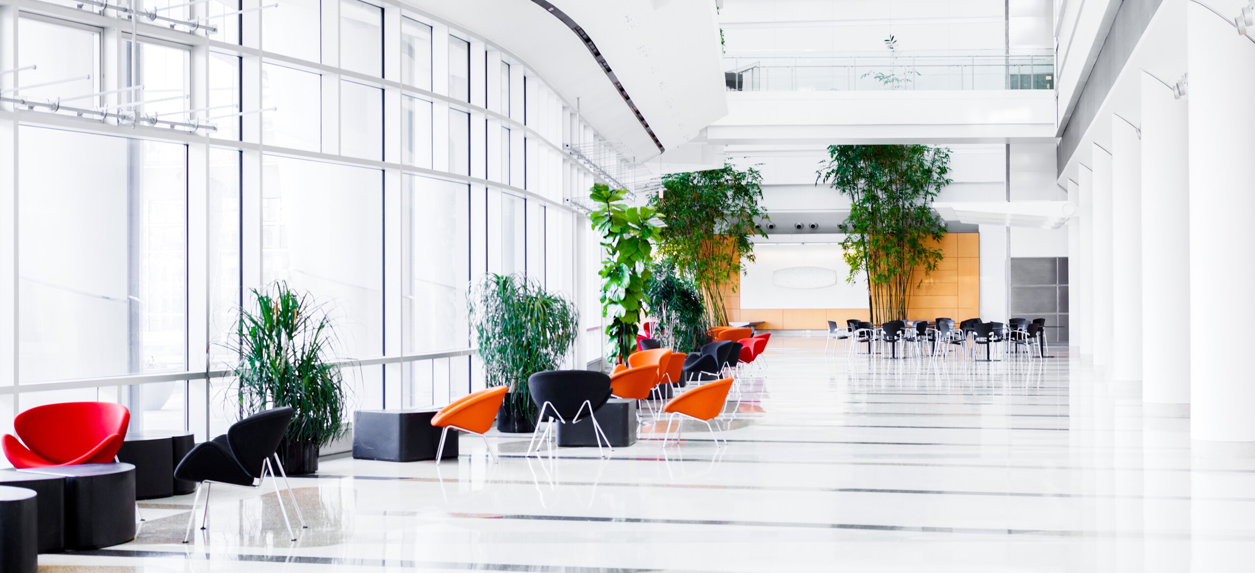 Office lobby seating with modern furniture