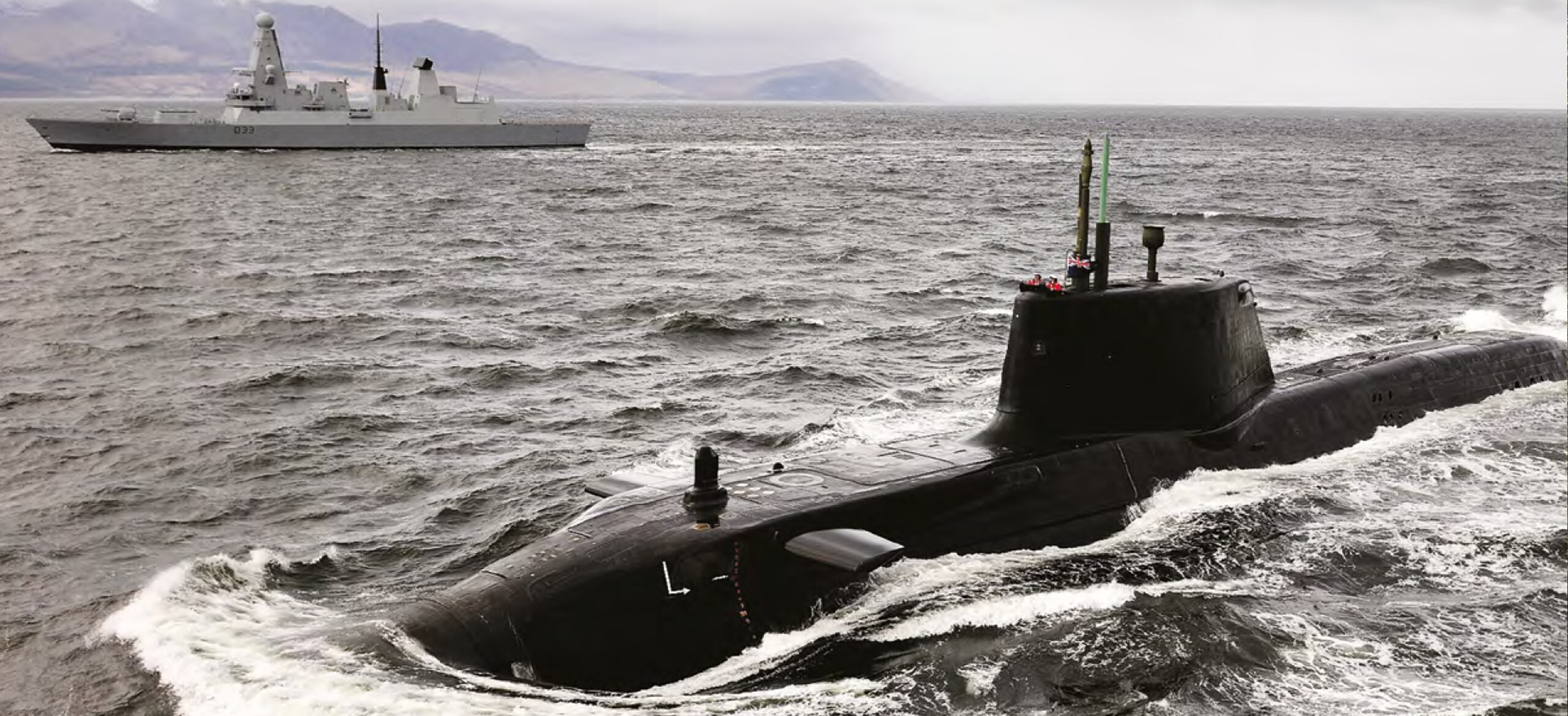 A submarine afloat on sea