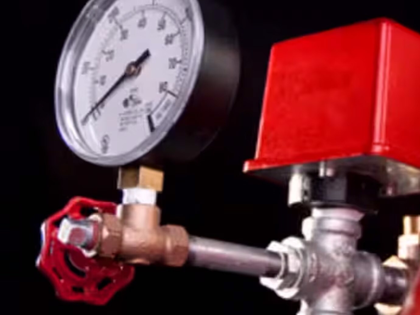 Close up shot of a fire valves system