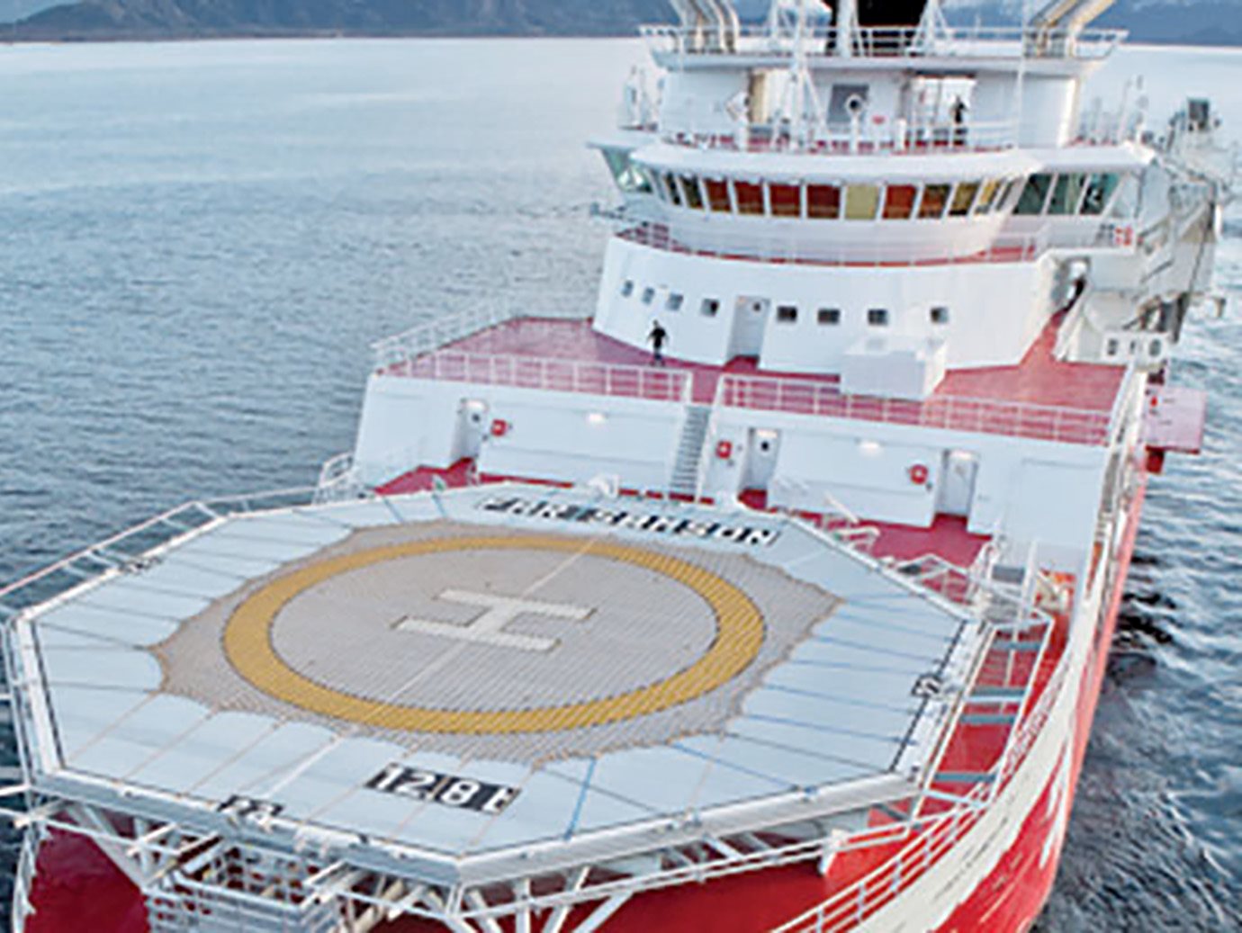 A ship with a helipad
