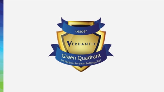 Logo of Leader for IoT Platforms for Smart Buildings in 2022 Green Quadrant Assessment by Verdantix