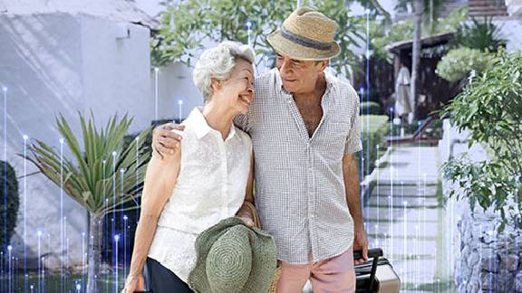 elderly couple holiday resort