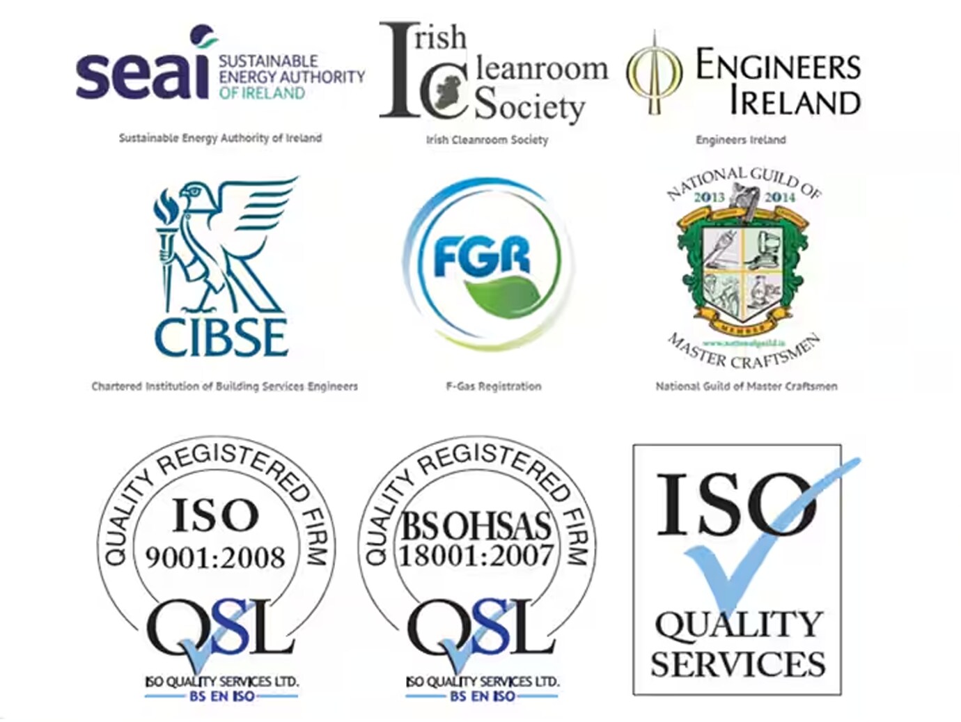 A collage of logos of various associations for engineering and sustainability