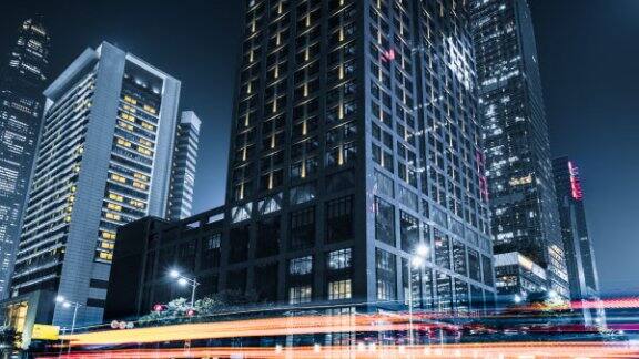 long exposure shot through night street