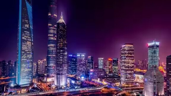 high rise buildings at night