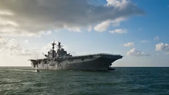 A naval ship in the open sea