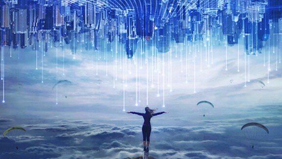 back view of woman her arms open