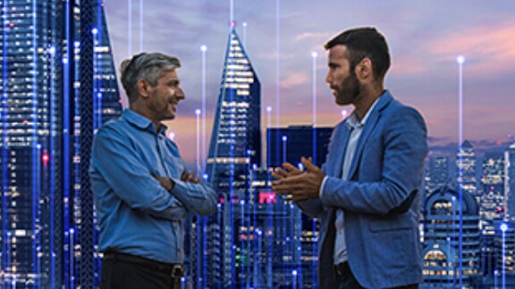 two professional talking to each other