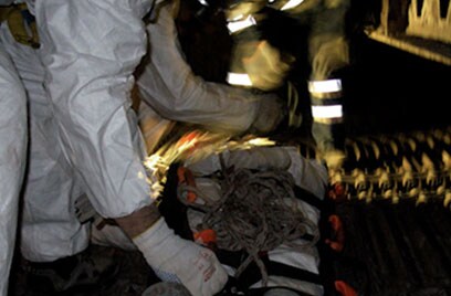 rescue team preparing equipment