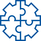 Icon of a pieces of puzzles joint to make a gear