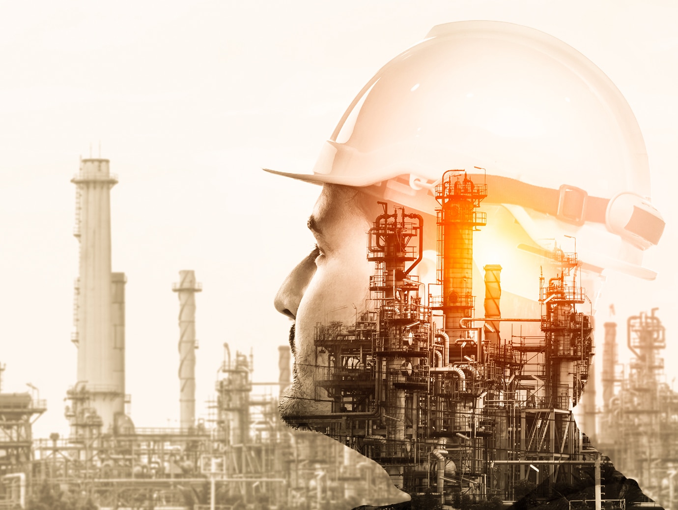 Future factory plant and energy industry concept in creative graphic design.